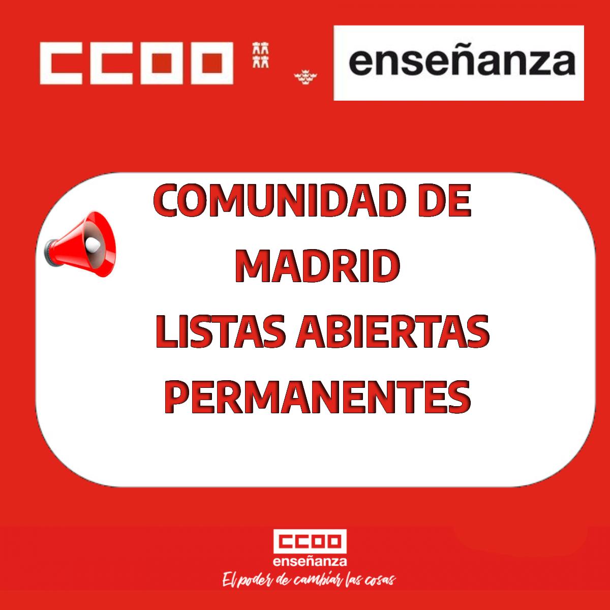 COMUNIDAD DE MADRID LISTAS ABIERTAS