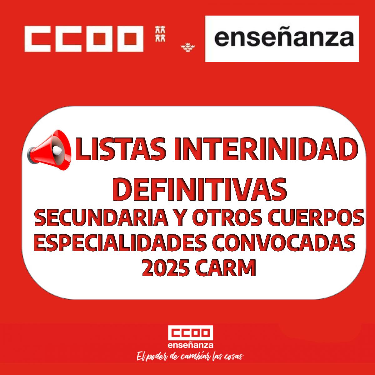 LISTA DEFINITIVA INTERINIDAD SECUNDARIA Y OTROS CUERPOS 2025 2026
