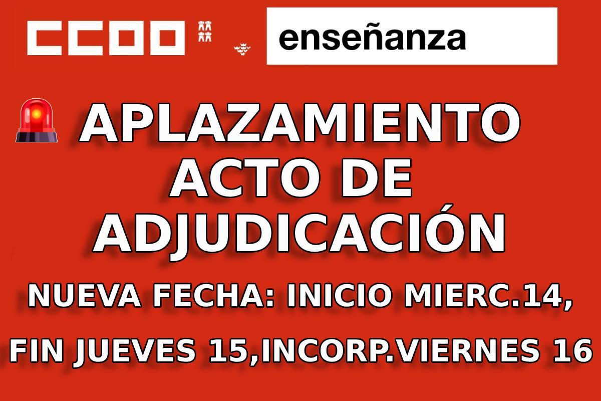 APLAZAMIENTO ACTO ADJUDICACIÓN