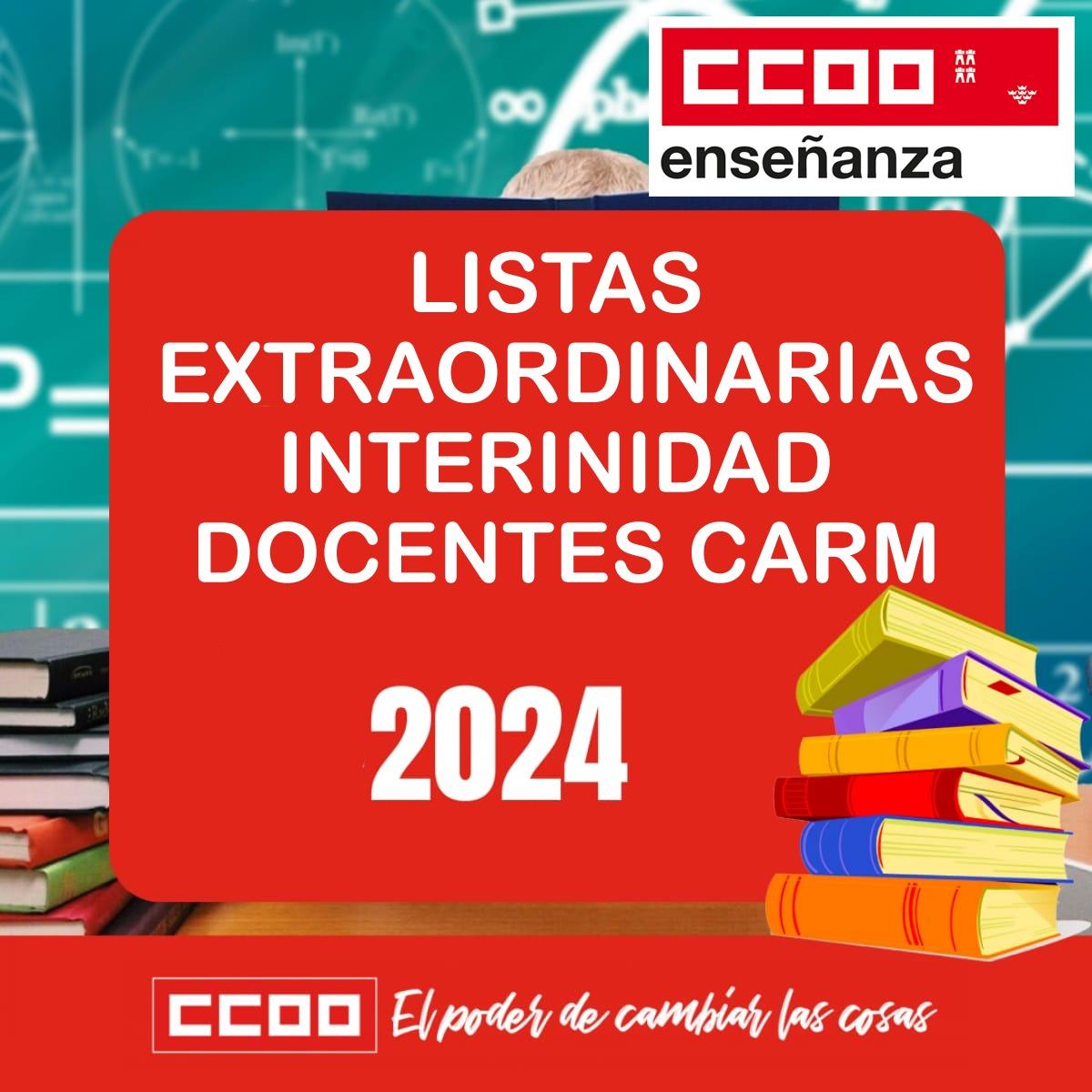 Listas extraordinarias interinidad docentes CARM 2024