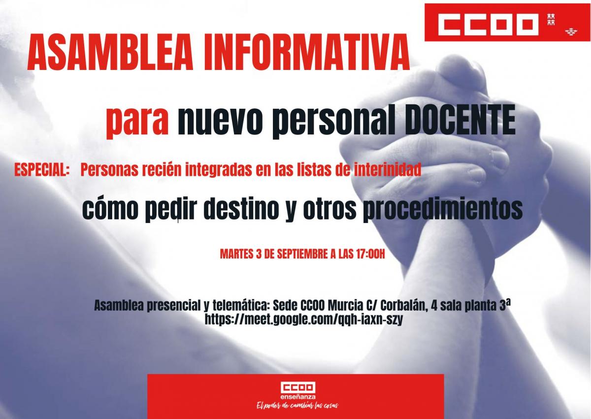 Asamblea informativa personal de nuevo ingreso