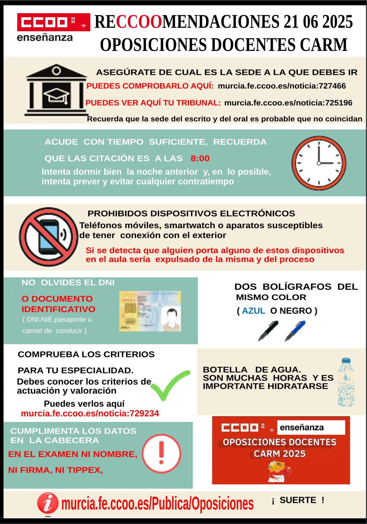 RECOMENDACIONES OPOS DOCENTES 2025 CARM