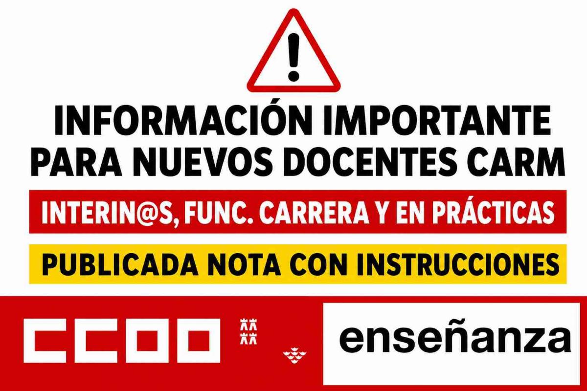 INFO IMPORTANTE NUEVOS DOCENTES CARM