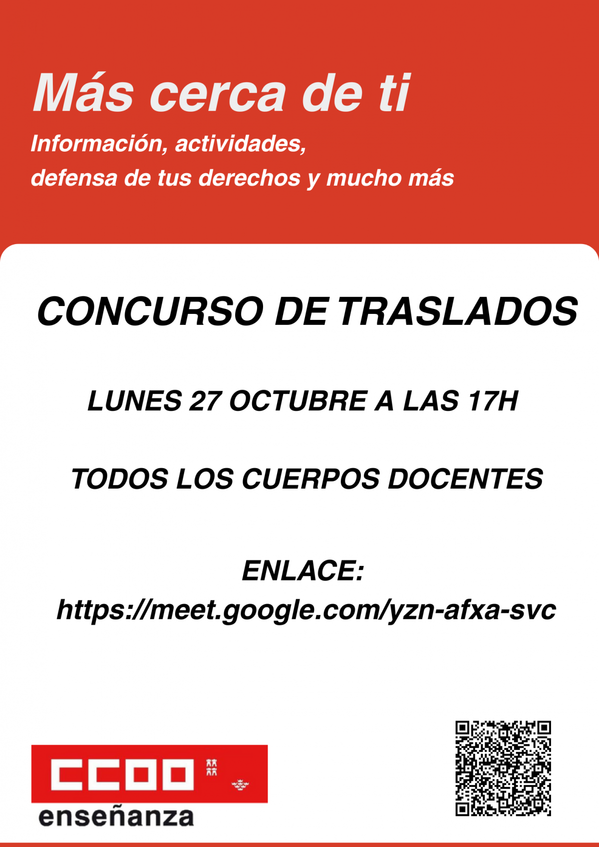 Concurso de traslados, reunión genérica 27 oct