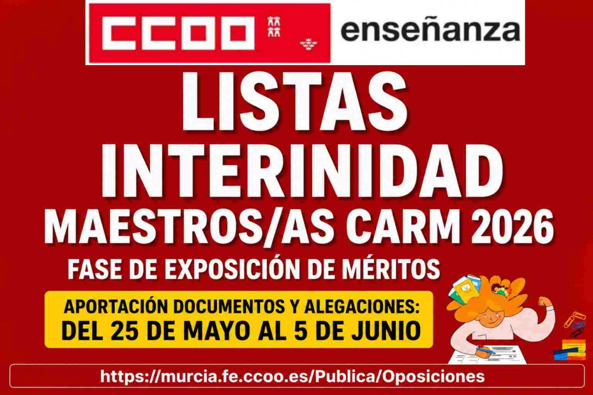 LISTAS DE INTERINIDAD MAESTROS/AS - FASE EXPOSICIÓN