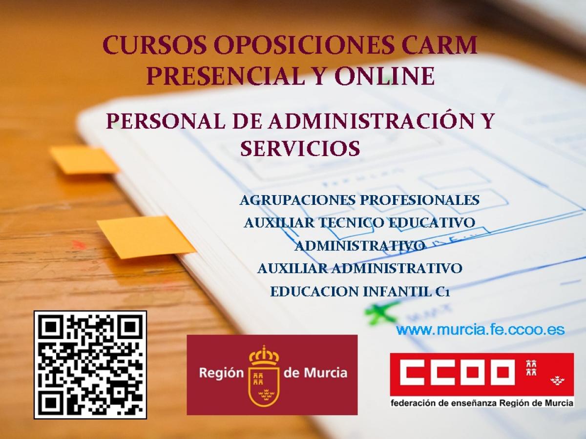 Cursos Oposiciones CARM para el Personal de Administración y Servicios.
