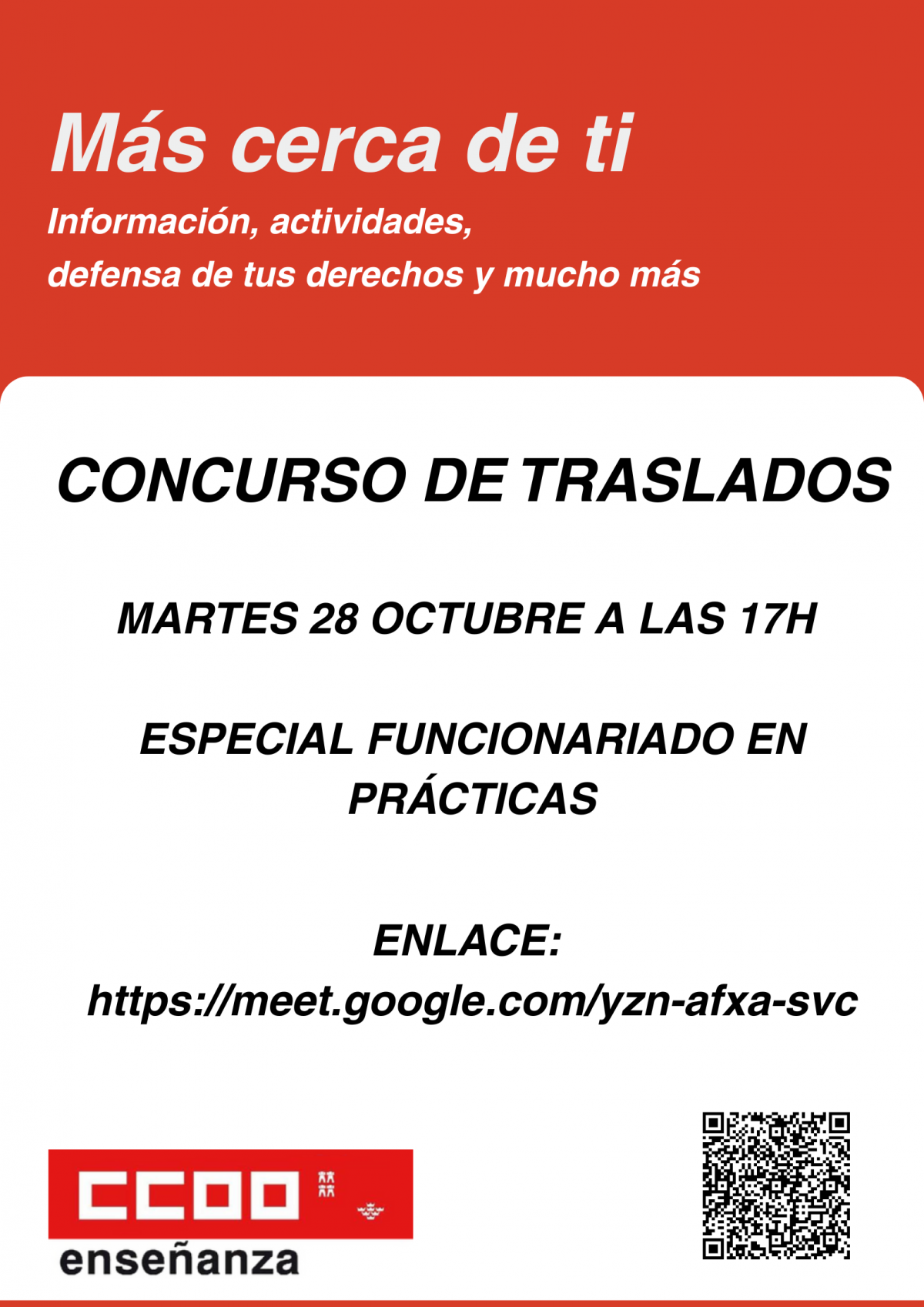Cartel Asamblea funcionariado en prácticas 28oct a las 17h
